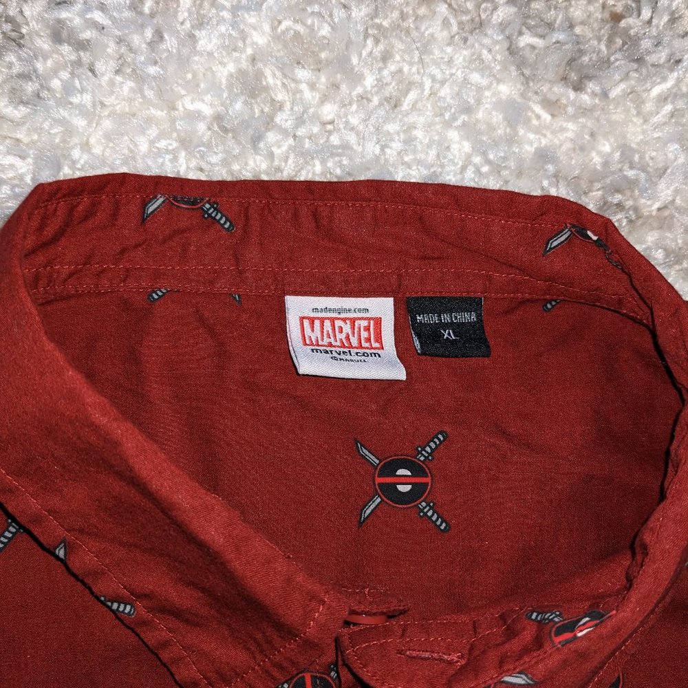 Marvel Deadpool Print Button Down Shirt Size Xl - image 3